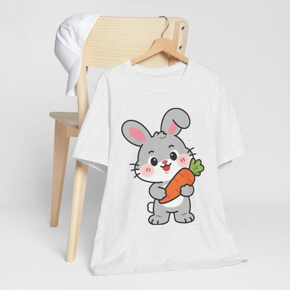 Sweet Bunny & Carrot Graphic Tee – Soft Pastel Rabbit Illustration Shirt