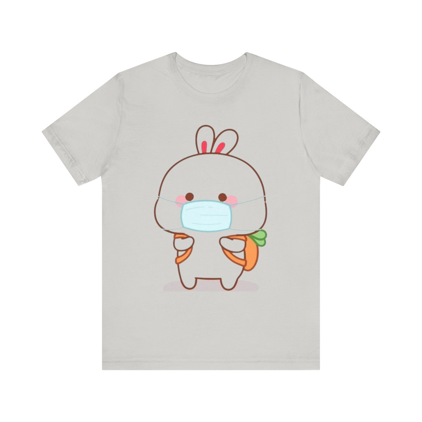 Playful Bunny in Mask T-Shirt – Adorable Carrot-Loving Rabbit Cartoon Design