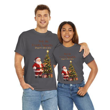 Cozy Santa & Tree Christmas T-Shirt – Festive Holiday Tee for Joyful Winter Days