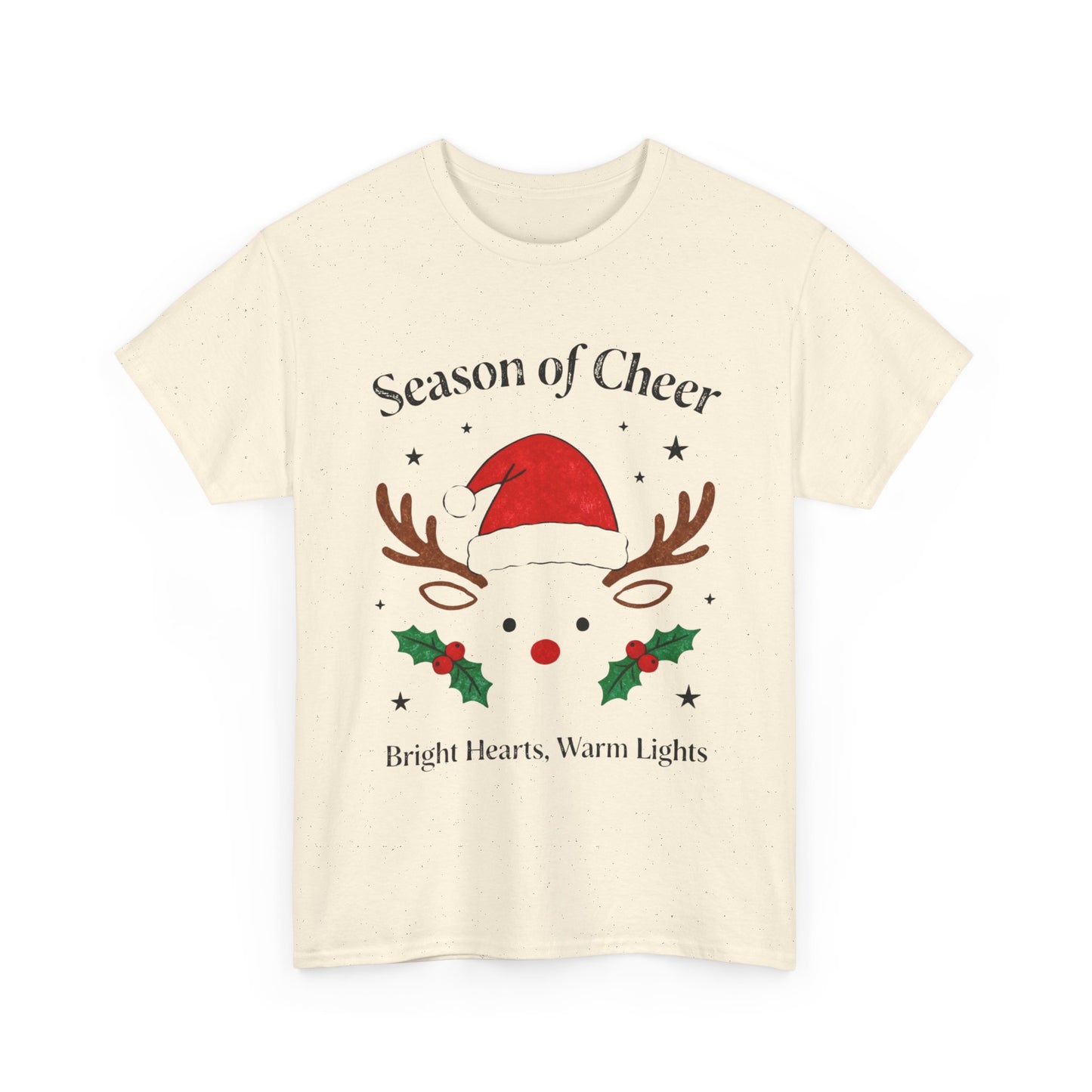 Bright Hearts Reindeer Christmas T-Shirt – Cozy Holiday Gift for Family and Friends