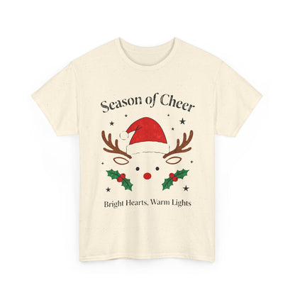 Bright Hearts Reindeer Christmas T-Shirt – Cozy Holiday Gift for Family and Friends