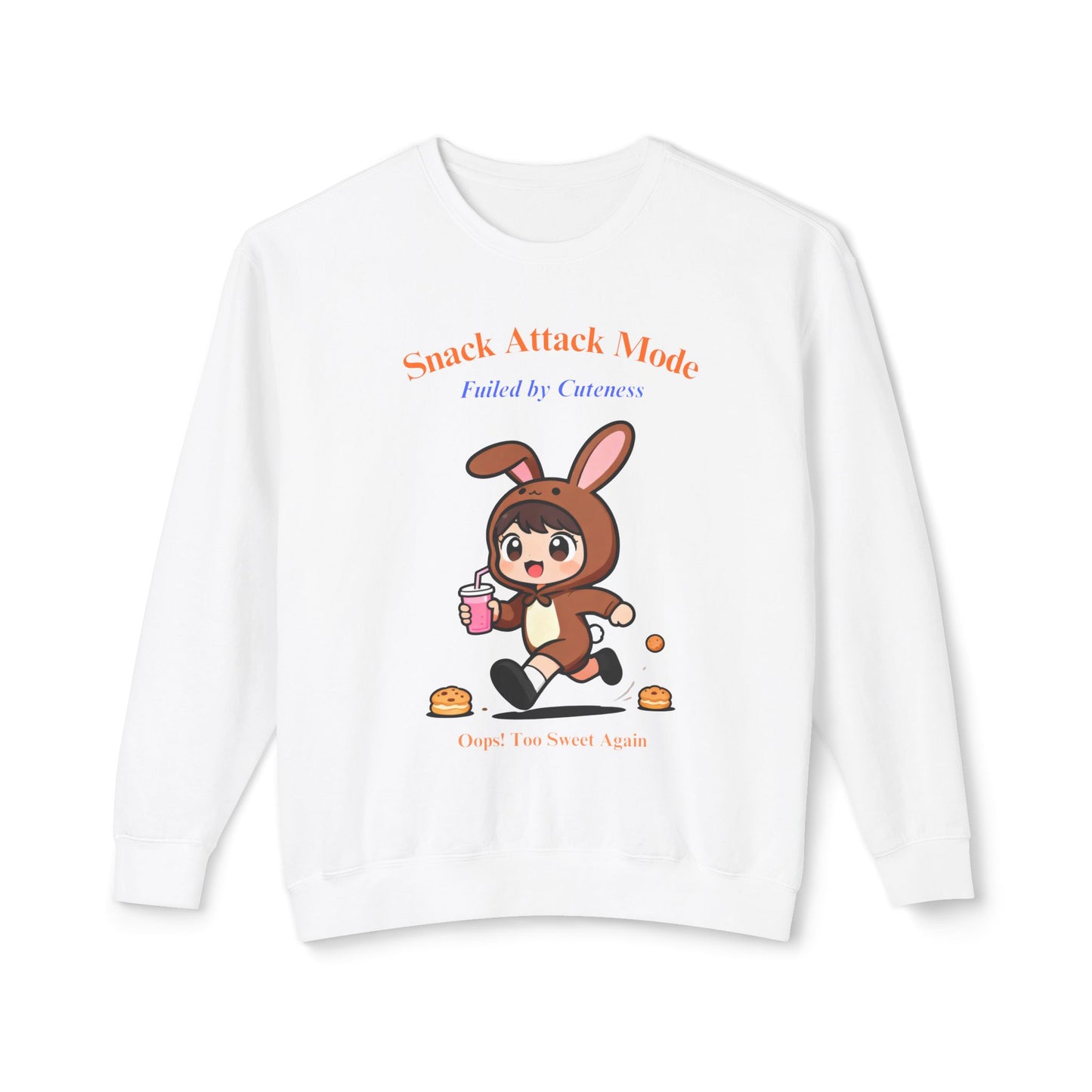 Kawaii Bunny Snack Lover Crewneck – Cute Cartoon Pullover for Cozy Everyday Style