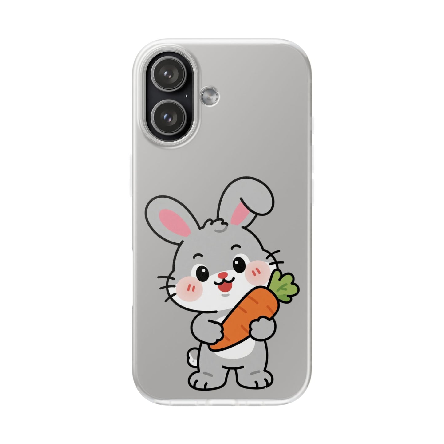 Playful Bunny Holding Carrot Phone Case – Soft, Charming Protective Cover