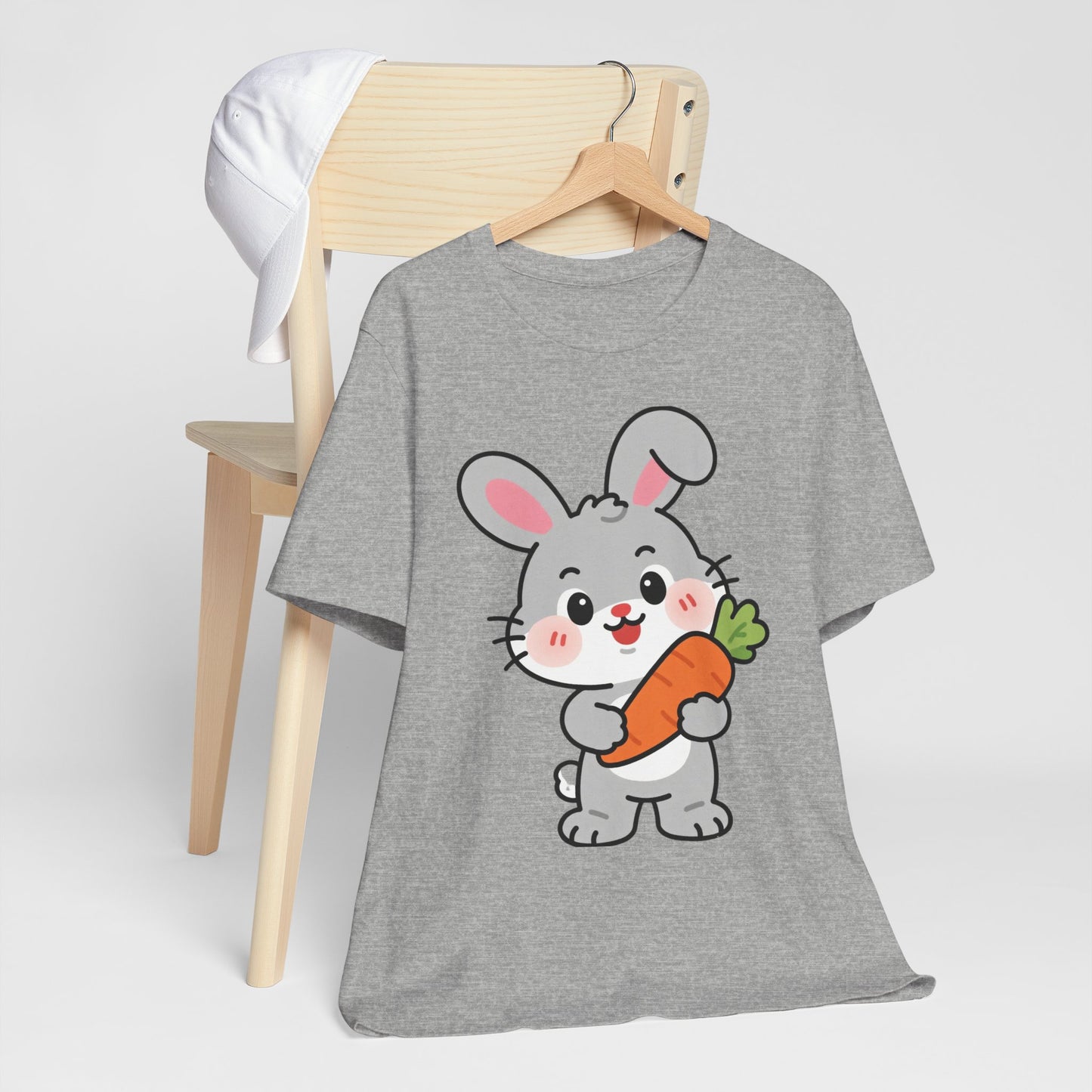 Sweet Bunny & Carrot Graphic Tee – Soft Pastel Rabbit Illustration Shirt