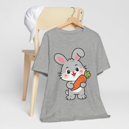 Sweet Bunny & Carrot Graphic Tee – Soft Pastel Rabbit Illustration Shirt