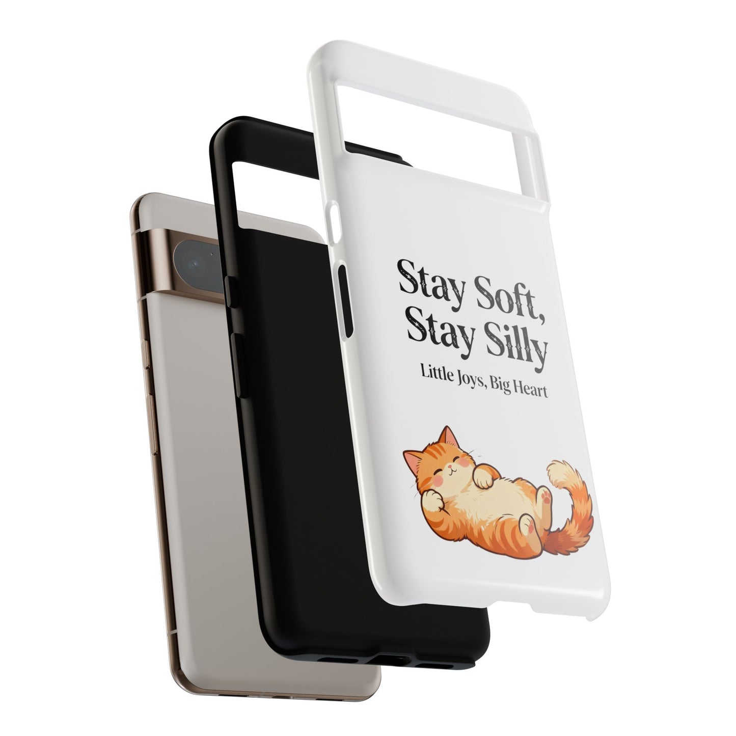 Orange Cat Aesthetic Phone Case – Stay Soft, Stay Silly | Custom Text Available | Little Joys, Big Heart