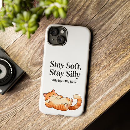 Orange Cat Aesthetic Phone Case – Stay Soft, Stay Silly | Custom Text Available | Little Joys, Big Heart