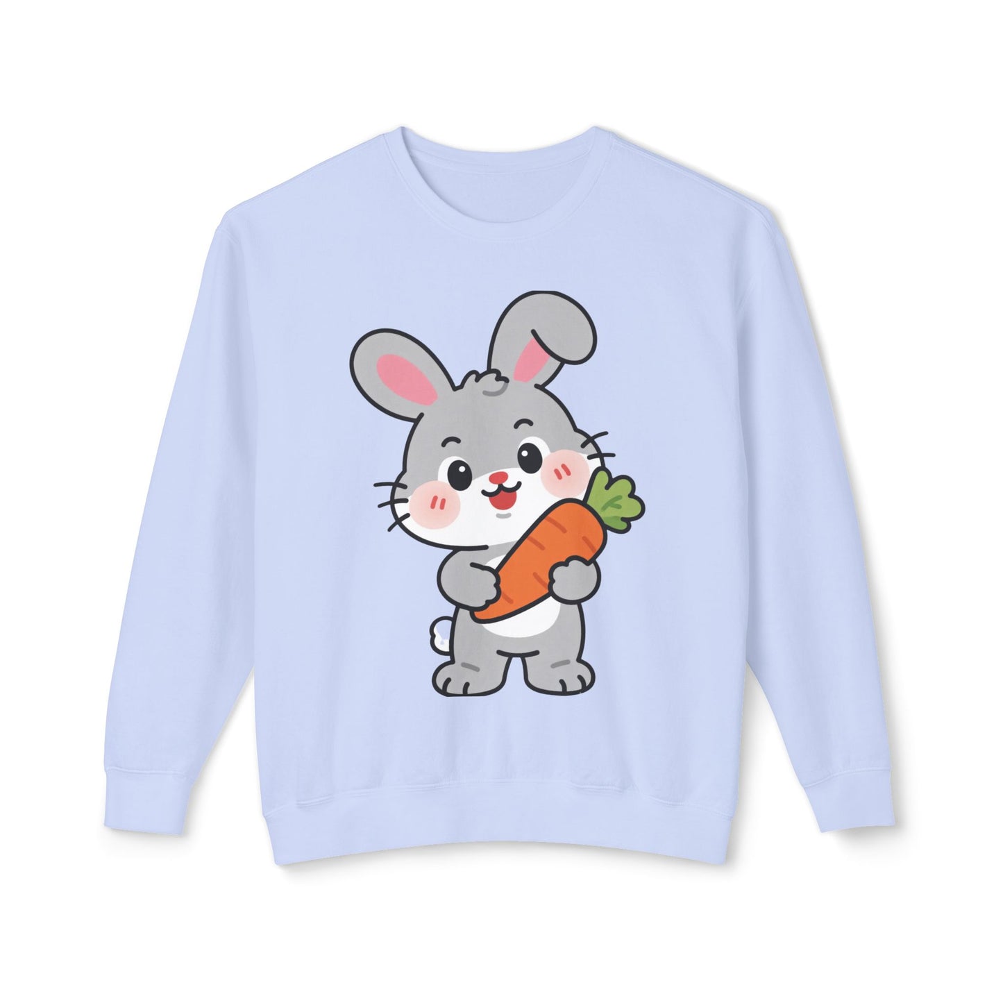 Adorable Bunny Vibes Crewneck – Cute Rabbit & Carrot Design, Aesthetic Cozy Sweatshirt for Her