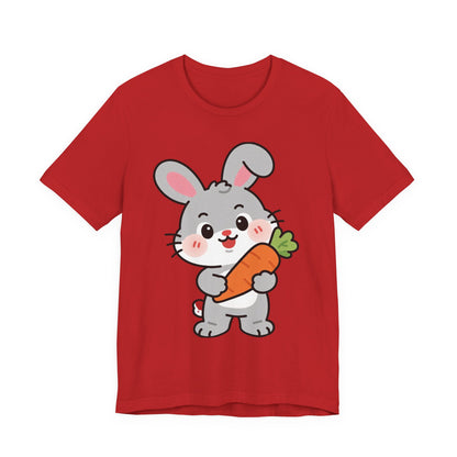 Sweet Bunny & Carrot Graphic Tee – Soft Pastel Rabbit Illustration Shirt