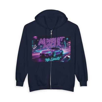 Custom Midnight Racer Zip-Up Hoodie – Personalized No Limits Racing Hoodie for Car Enthusiasts | Street Racing Zip Jacket