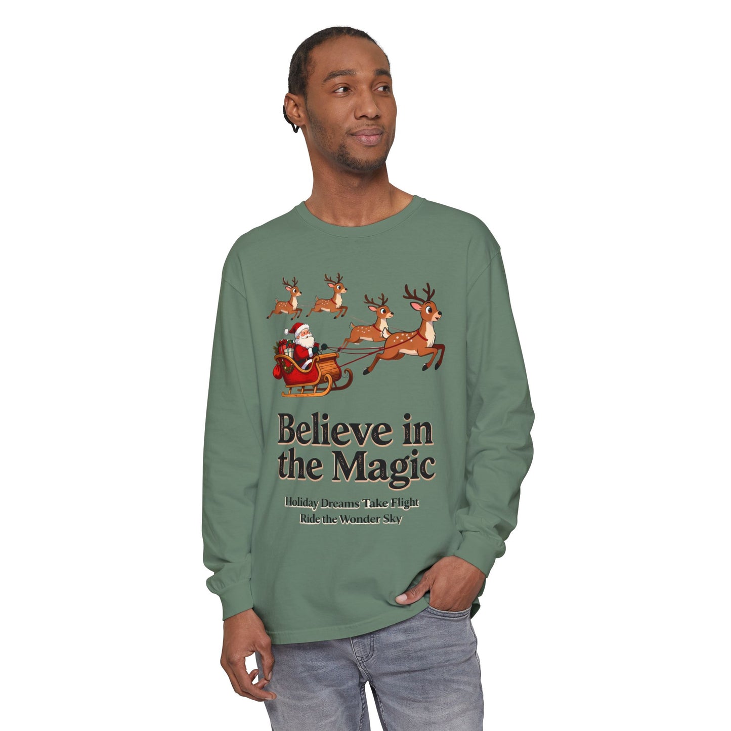 Holiday Spirit Long Sleeve Tee – Believe in the Magic of Christmas with Cozy Festive Style
