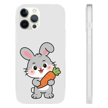 Playful Bunny Holding Carrot Phone Case – Soft, Charming Protective Cover