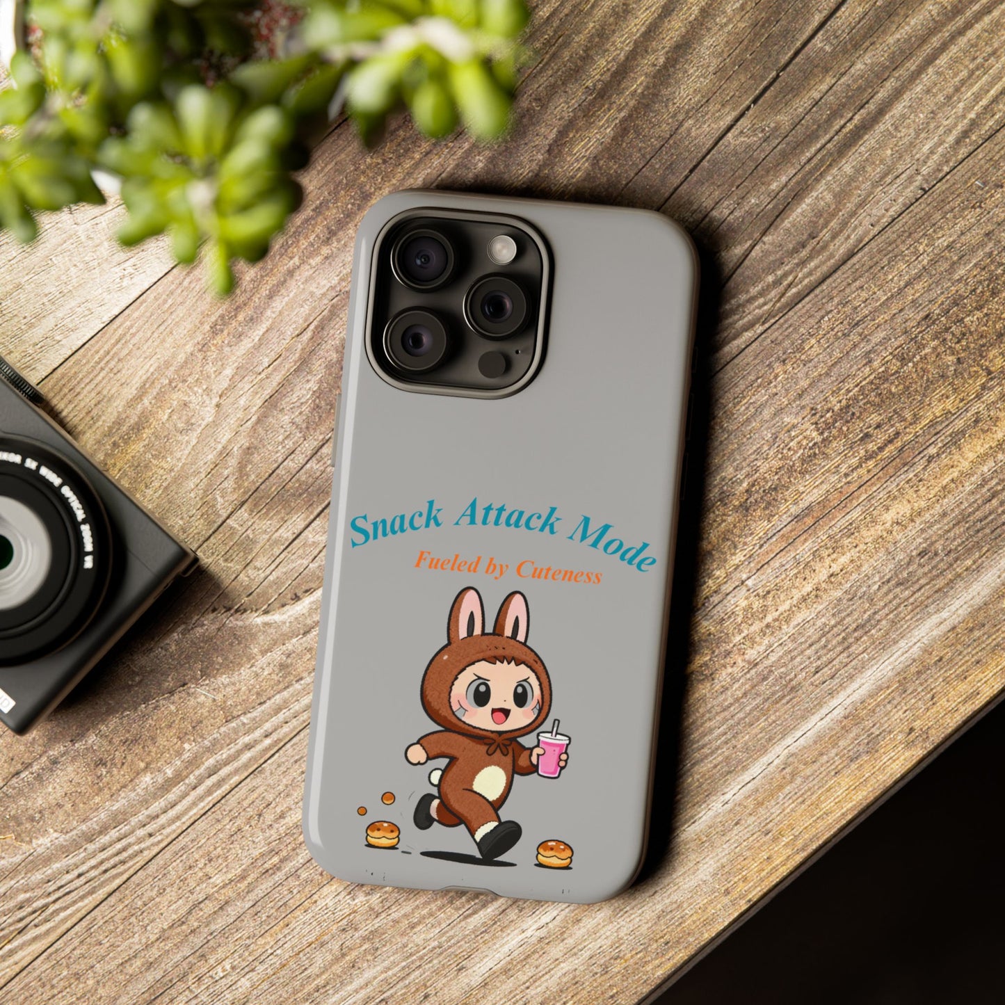 Bunny Bite Delight Phone Case – Cute Rabbit Snacking Design for Food Lovers