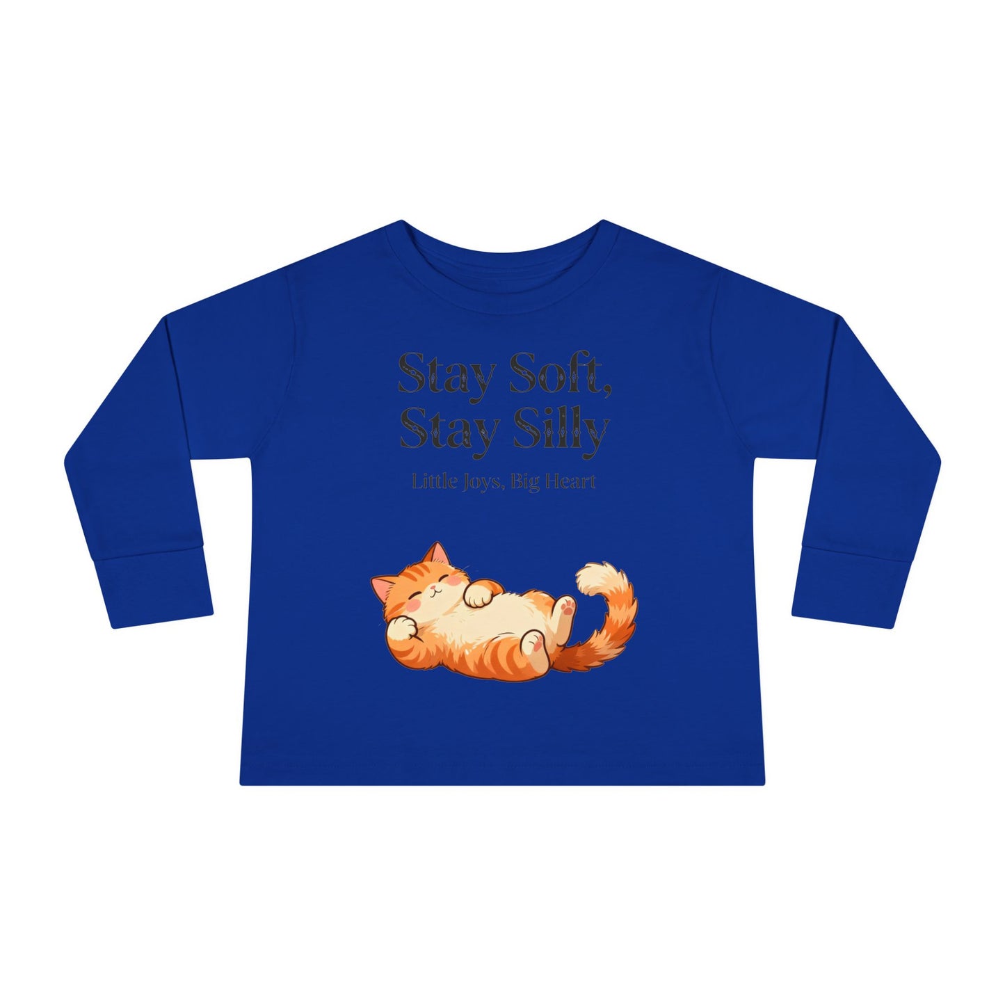 Adorable Sleeping Cat Toddler Long Sleeve – Soft & Playful “Stay Silly” Kids Top