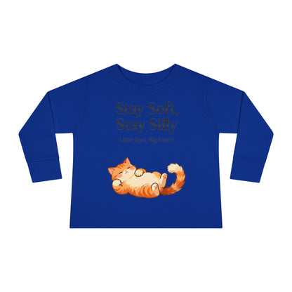 Adorable Sleeping Cat Toddler Long Sleeve – Soft & Playful “Stay Silly” Kids Top
