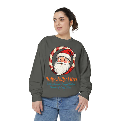 Vintage Santa Face Christmas Sweatshirt – Cozy “Holly Jolly” Holiday Pullover for Winter Cheer