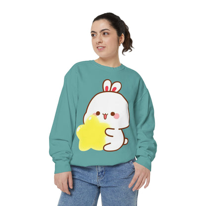 Kawaii Bunny and Star Sweatshirt – Cozy Cute Cartoon Crewneck for Dreamy Days