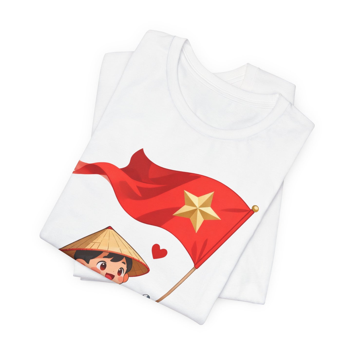 intage Vespa Rider Tee – Adorable Kid & Star Flag Illustration, Travel-Style Vietnam Graphic Shirt