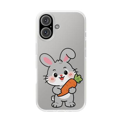 Playful Bunny Holding Carrot Phone Case – Soft, Charming Protective Cover
