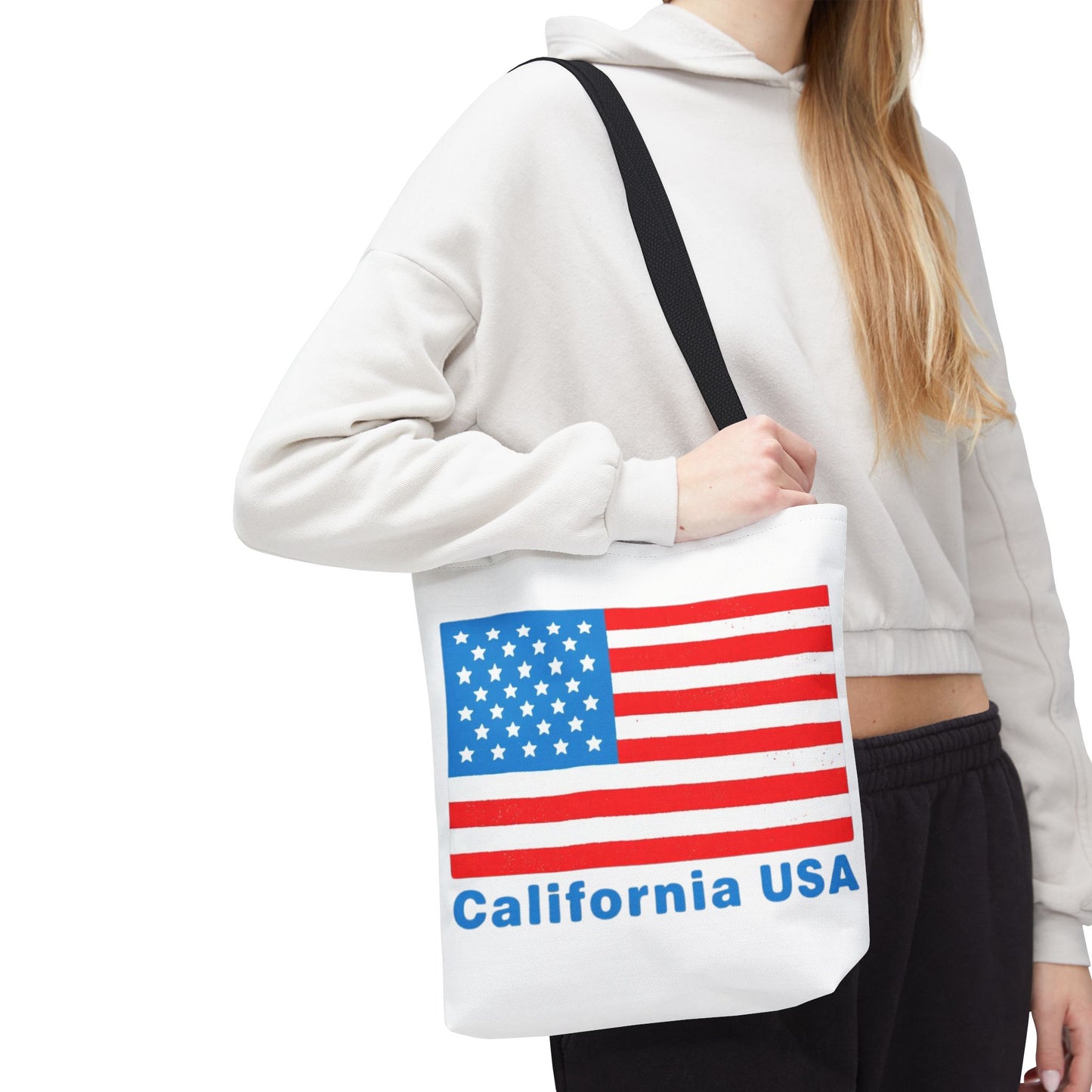 California Bear Pride Tote – Bold USA Flag Canvas Bag for Everyday Carry