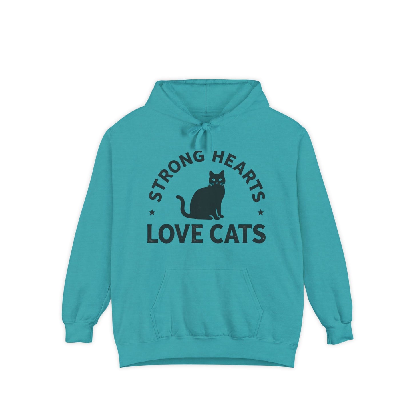 Strong Hearts Love Cats Hoodie – Bold Vintage Cat Graphic Pullover