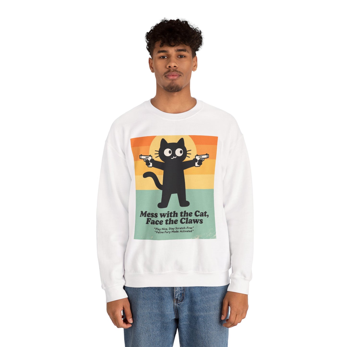 Claw Power Vintage Sweatshirt – Bold Cat Graphic with Retro Edge and Street Cool Vibe