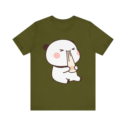 Cute Ramen Panda Tee – Whimsical Noodle Bowl Illustration Shirt