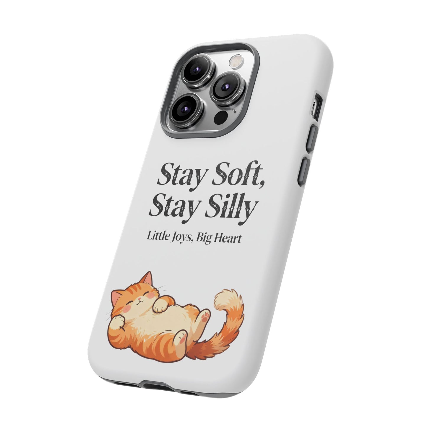 Orange Cat Aesthetic Phone Case – Stay Soft, Stay Silly | Custom Text Available | Little Joys, Big Heart