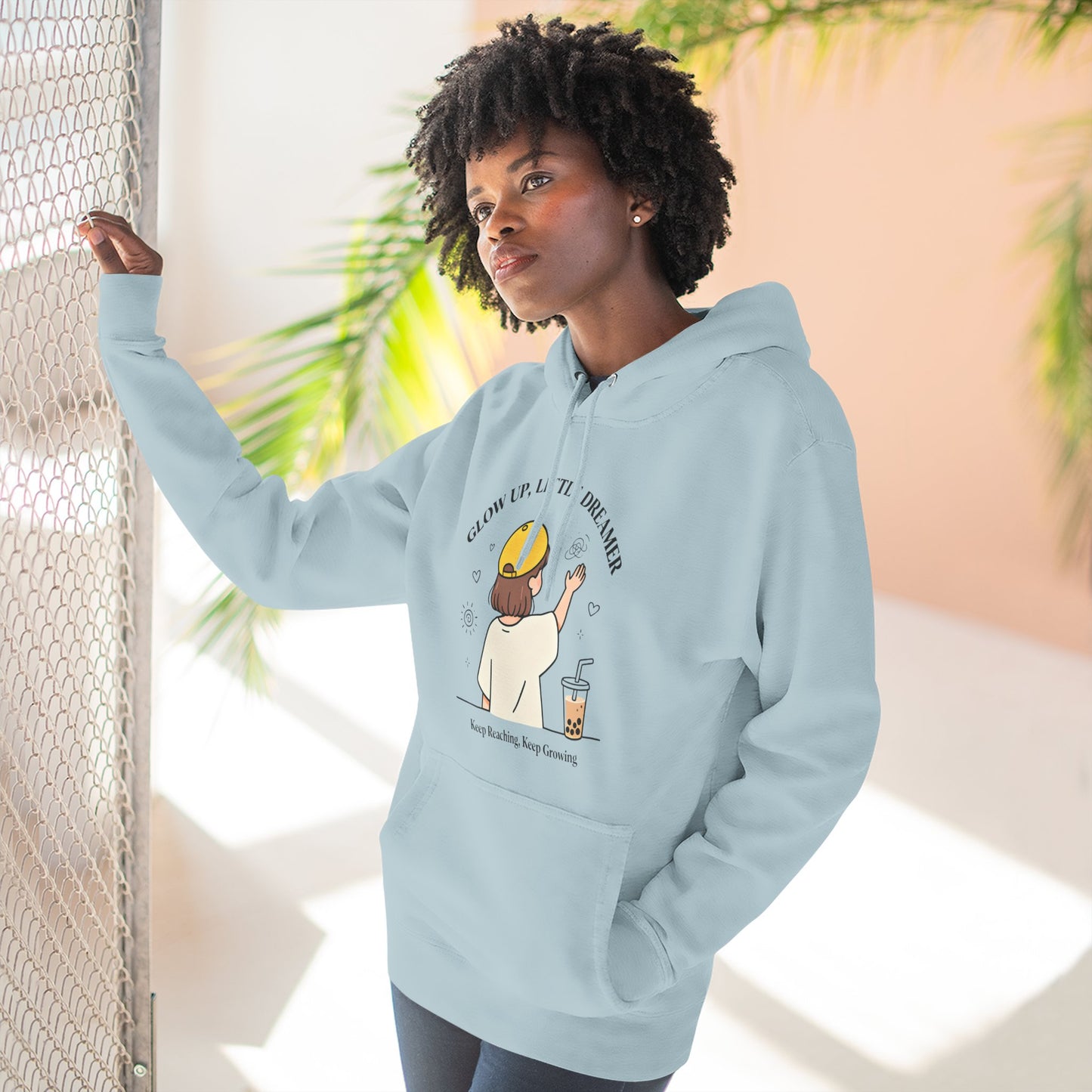 Kawaii Cat Café Hoodie – Soft Fleece Pullover with Relaxed Dreamer Message
