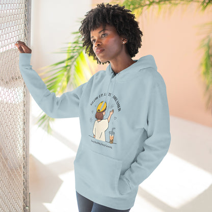 Kawaii Cat Café Hoodie – Soft Fleece Pullover with Relaxed Dreamer Message