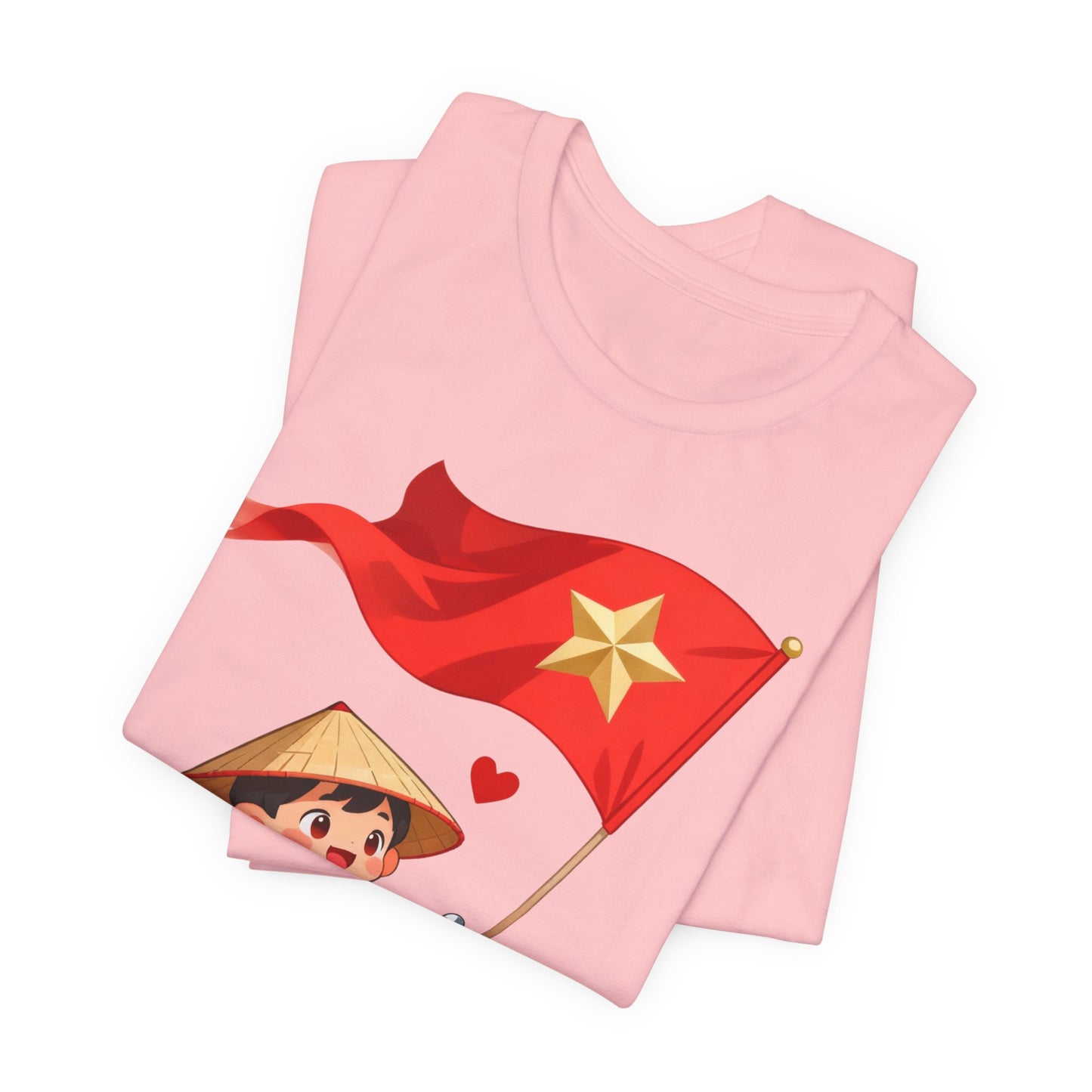 intage Vespa Rider Tee – Adorable Kid & Star Flag Illustration, Travel-Style Vietnam Graphic Shirt