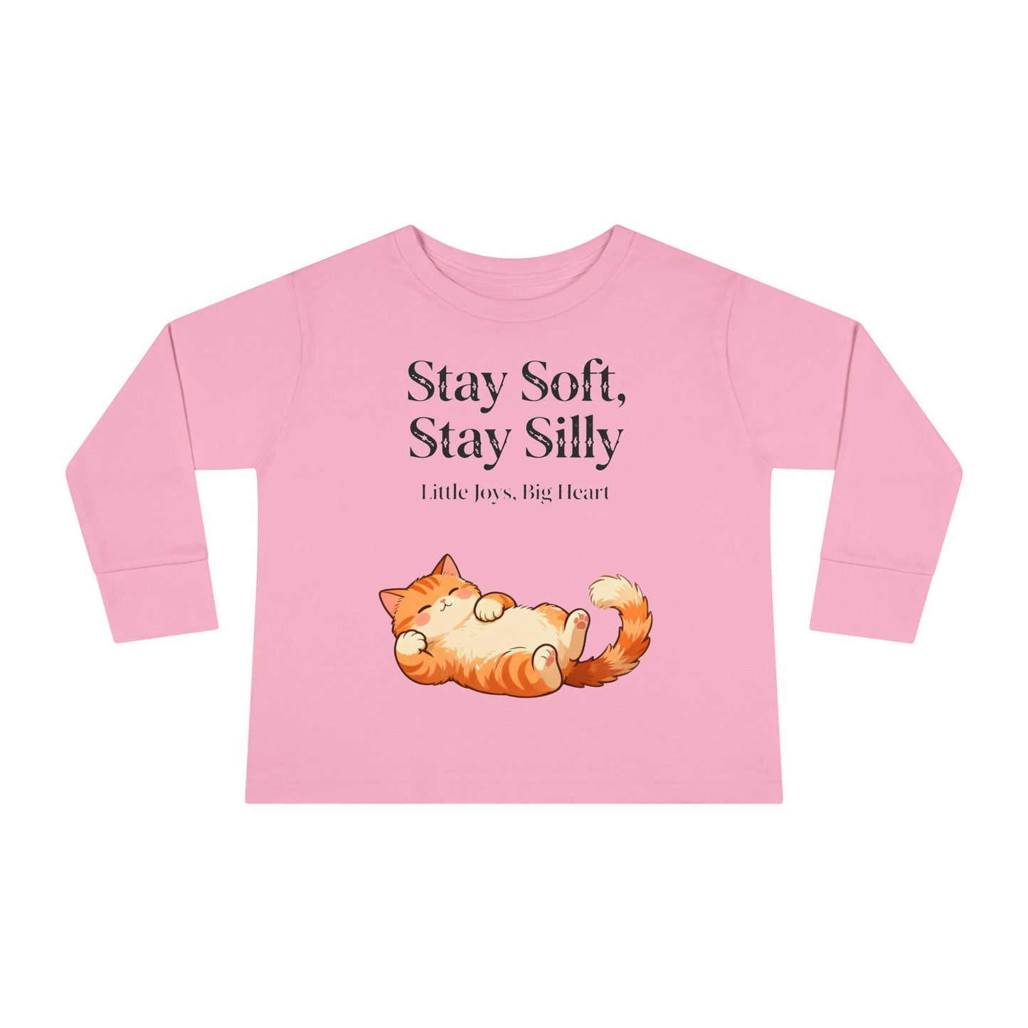 Adorable Sleeping Cat Toddler Long Sleeve – Soft & Playful “Stay Silly” Kids Top