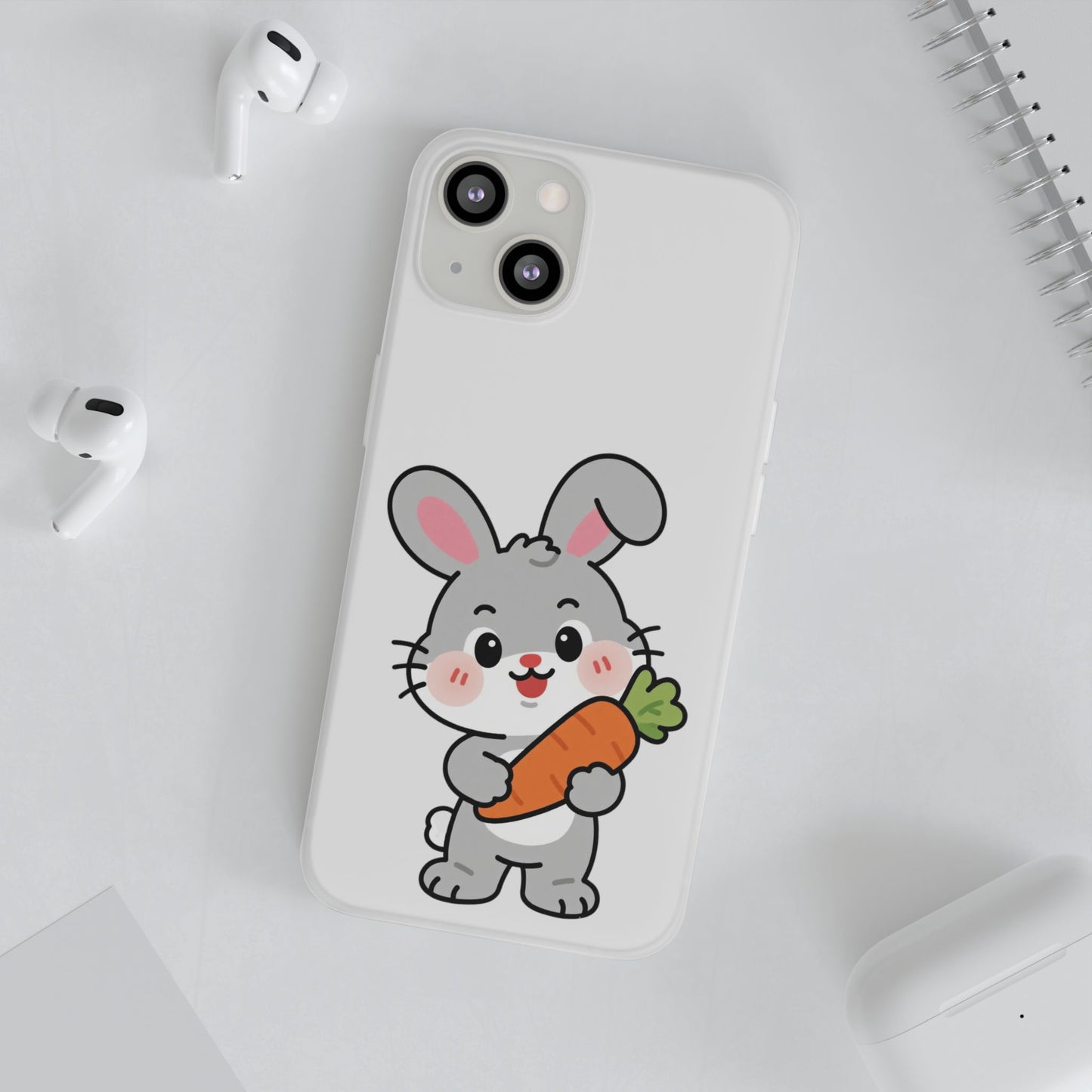 Playful Bunny Holding Carrot Phone Case – Soft, Charming Protective Cover
