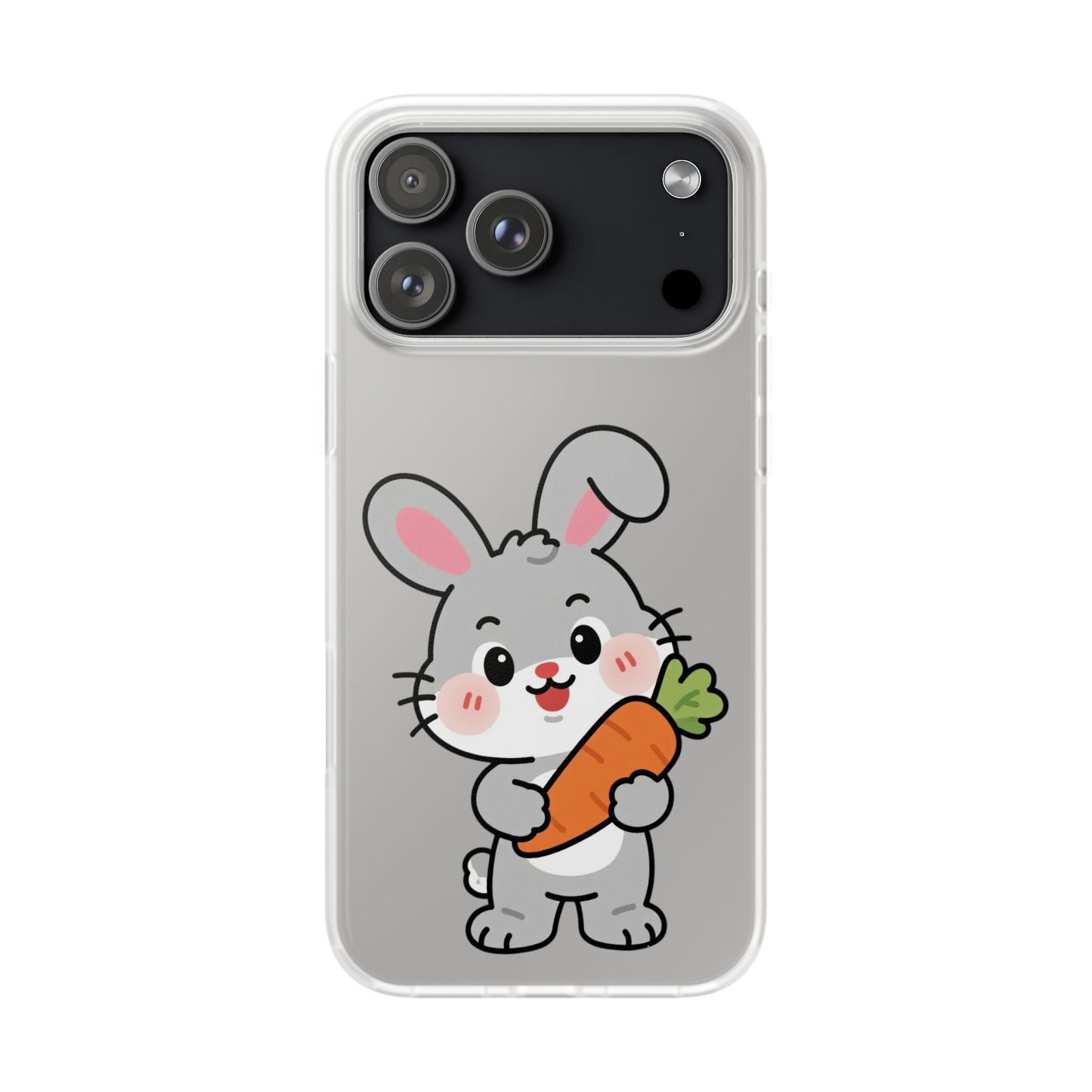 Playful Bunny Holding Carrot Phone Case – Soft, Charming Protective Cover