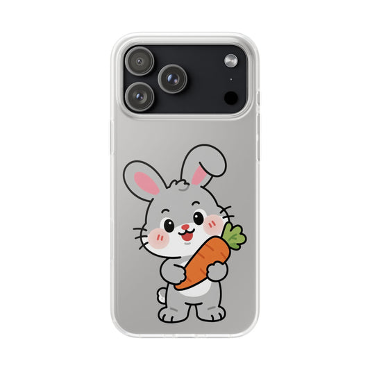 Playful Bunny Holding Carrot Phone Case – Soft, Charming Protective Cover