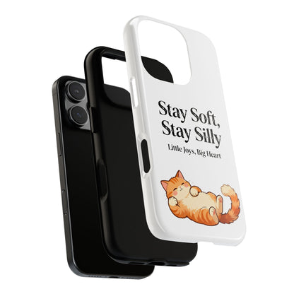 Orange Cat Aesthetic Phone Case – Stay Soft, Stay Silly | Custom Text Available | Little Joys, Big Heart