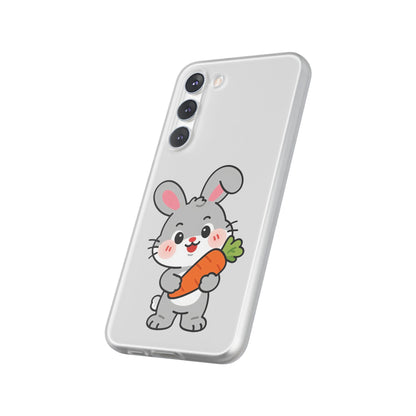 Playful Bunny Holding Carrot Phone Case – Soft, Charming Protective Cover