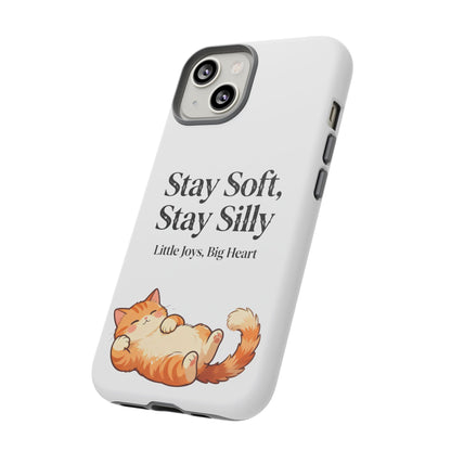 Orange Cat Aesthetic Phone Case – Stay Soft, Stay Silly | Custom Text Available | Little Joys, Big Heart