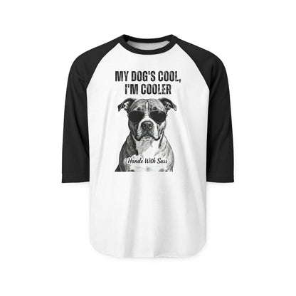 Cooler Than My Dog Raglan – Witty Graphic Tee for Dog Dads, Moms & Pet Enthusiasts