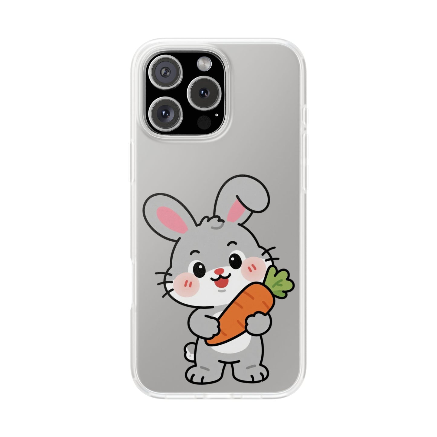 Playful Bunny Holding Carrot Phone Case – Soft, Charming Protective Cover