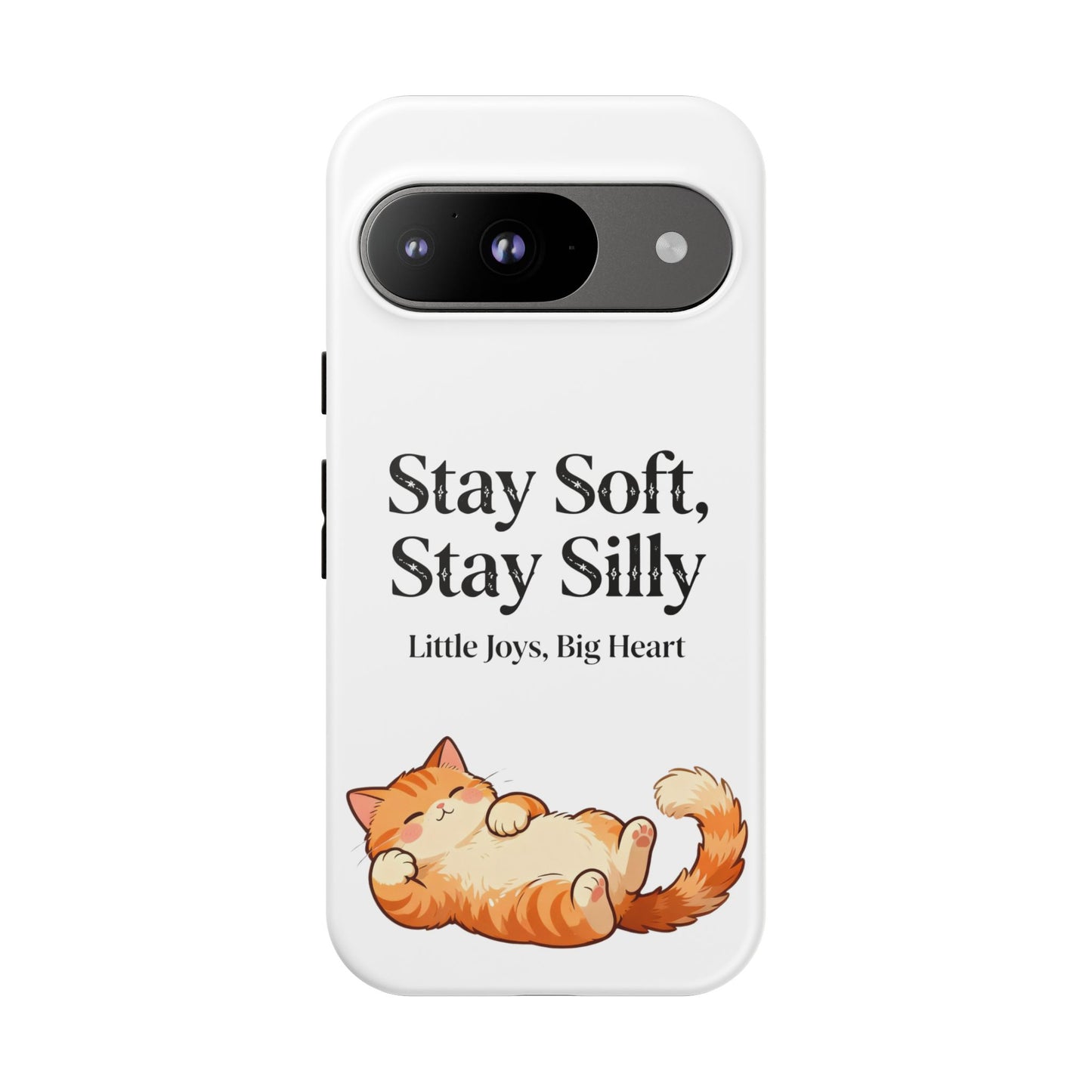 Orange Cat Aesthetic Phone Case – Stay Soft, Stay Silly | Custom Text Available | Little Joys, Big Heart
