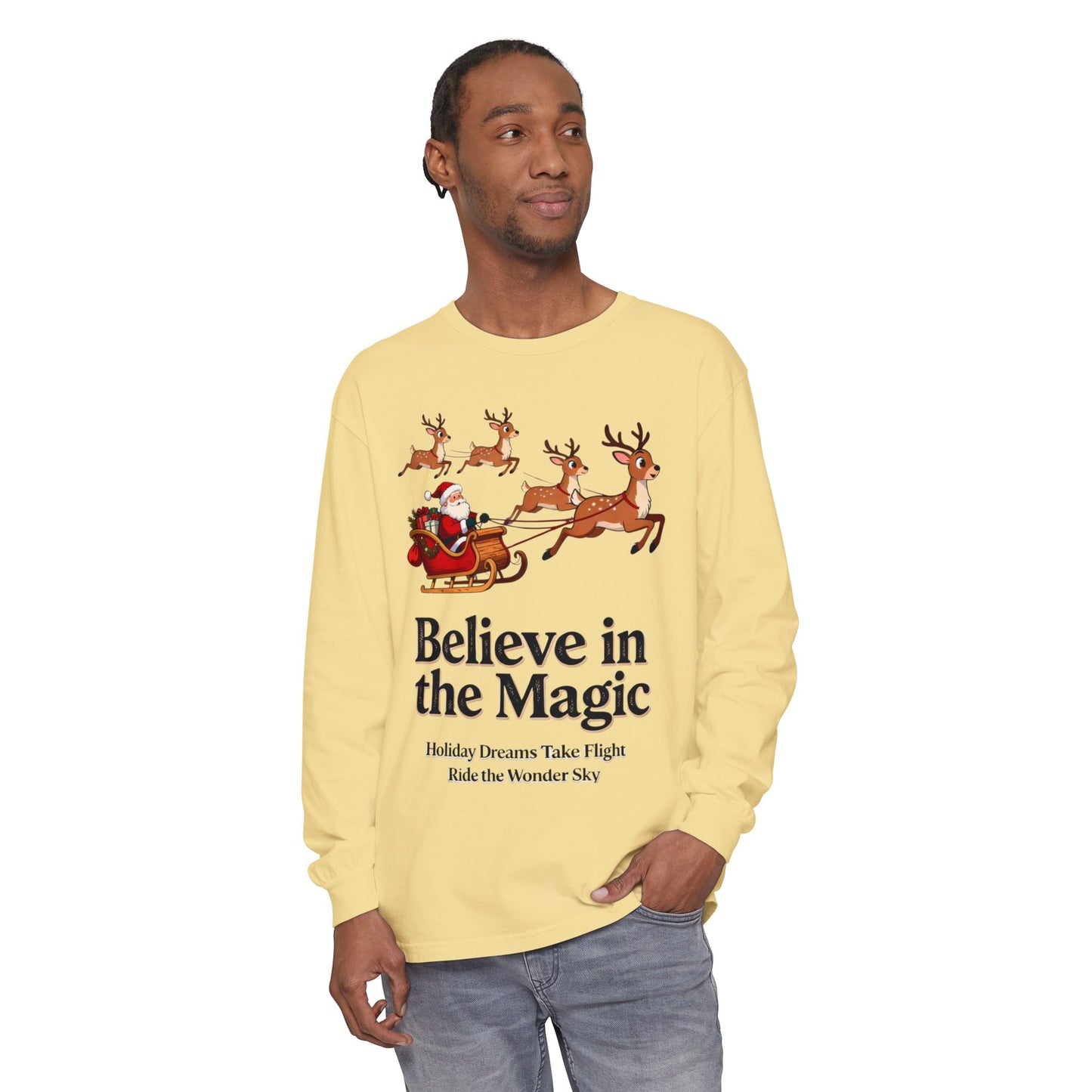 Holiday Spirit Long Sleeve Tee – Believe in the Magic of Christmas with Cozy Festive Style
