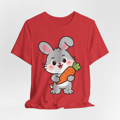 Sweet Bunny & Carrot Graphic Tee – Soft Pastel Rabbit Illustration Shirt