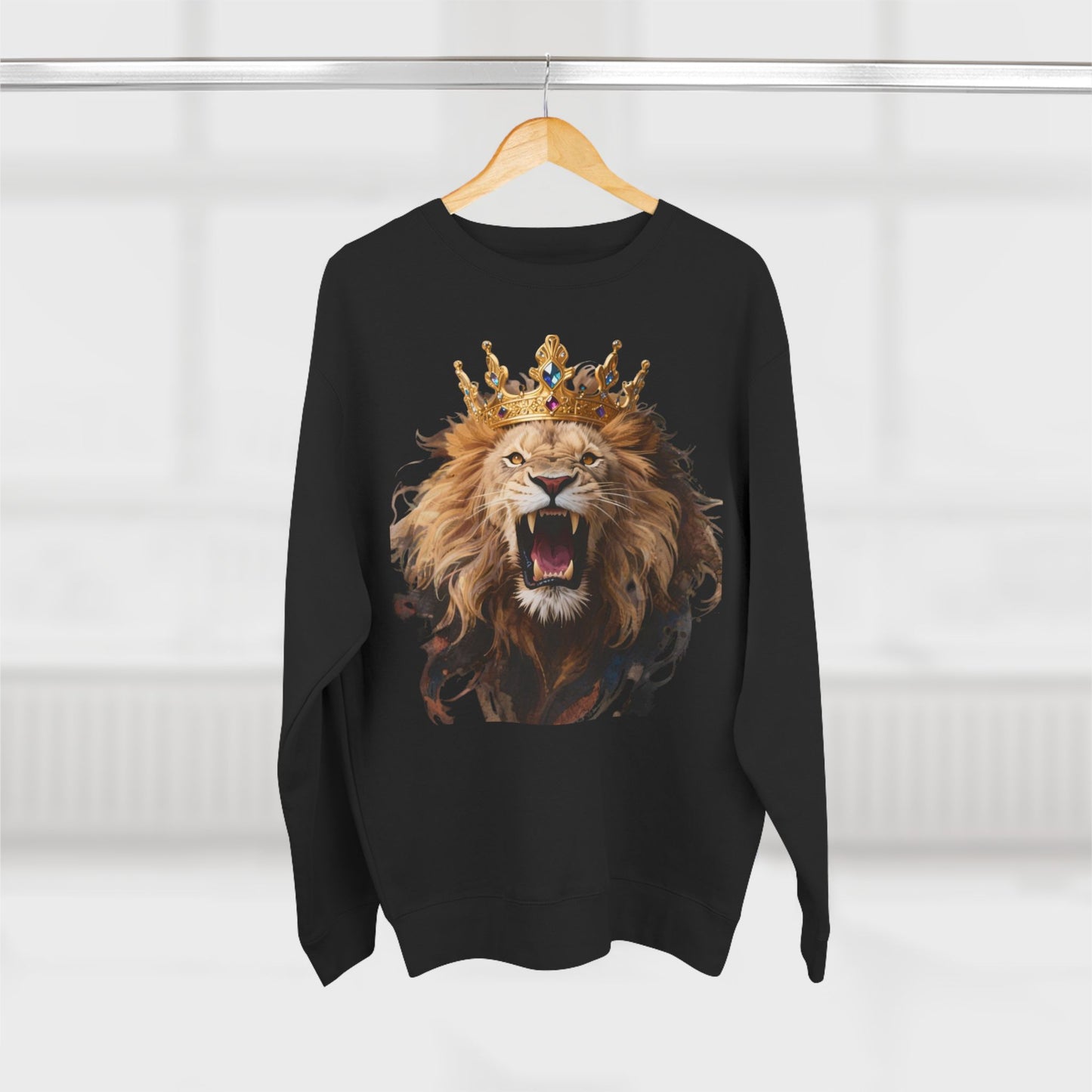 Royal King Lion Custom Crewneck Sweatshirt – Personalized Unisex Pullover