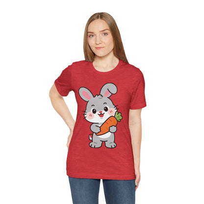 Sweet Bunny & Carrot Graphic Tee – Soft Pastel Rabbit Illustration Shirt
