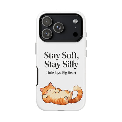 Orange Cat Aesthetic Phone Case – Stay Soft, Stay Silly | Custom Text Available | Little Joys, Big Heart