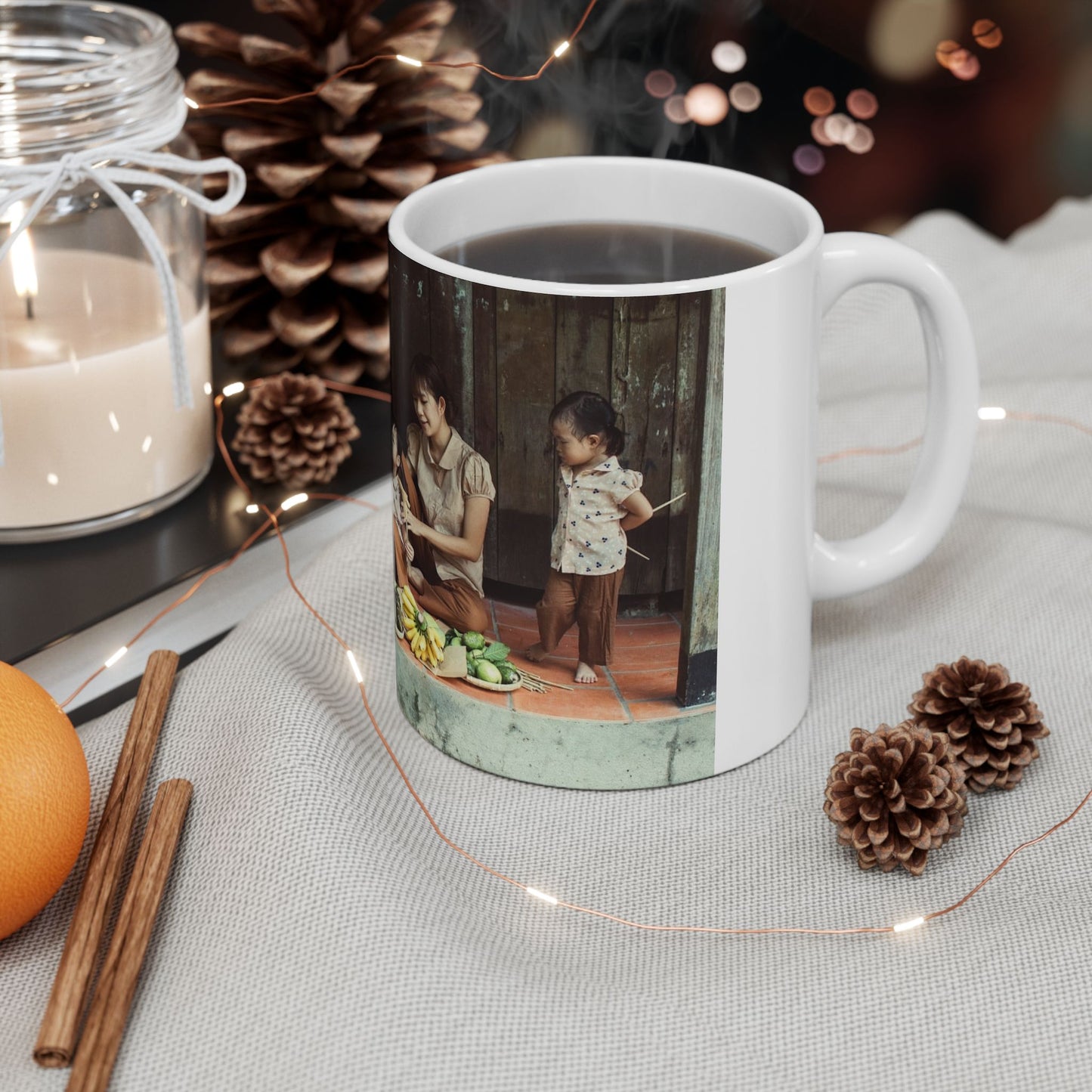 Custom Vietnamese Countryside Family Mug – Personalized Heritage Photo Cup