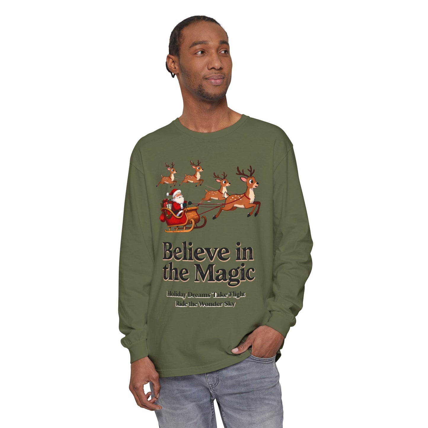 Holiday Spirit Long Sleeve Tee – Believe in the Magic of Christmas with Cozy Festive Style