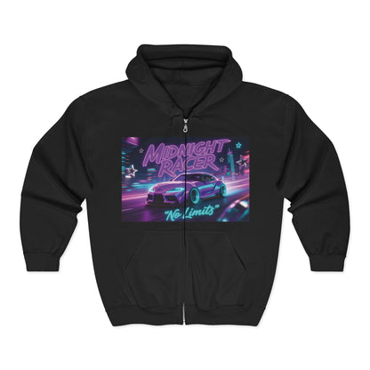 Custom Midnight Racer Zip-Up Hoodie – Personalized No Limits Racing Hoodie for Car Enthusiasts | Street Racing Zip Jacket