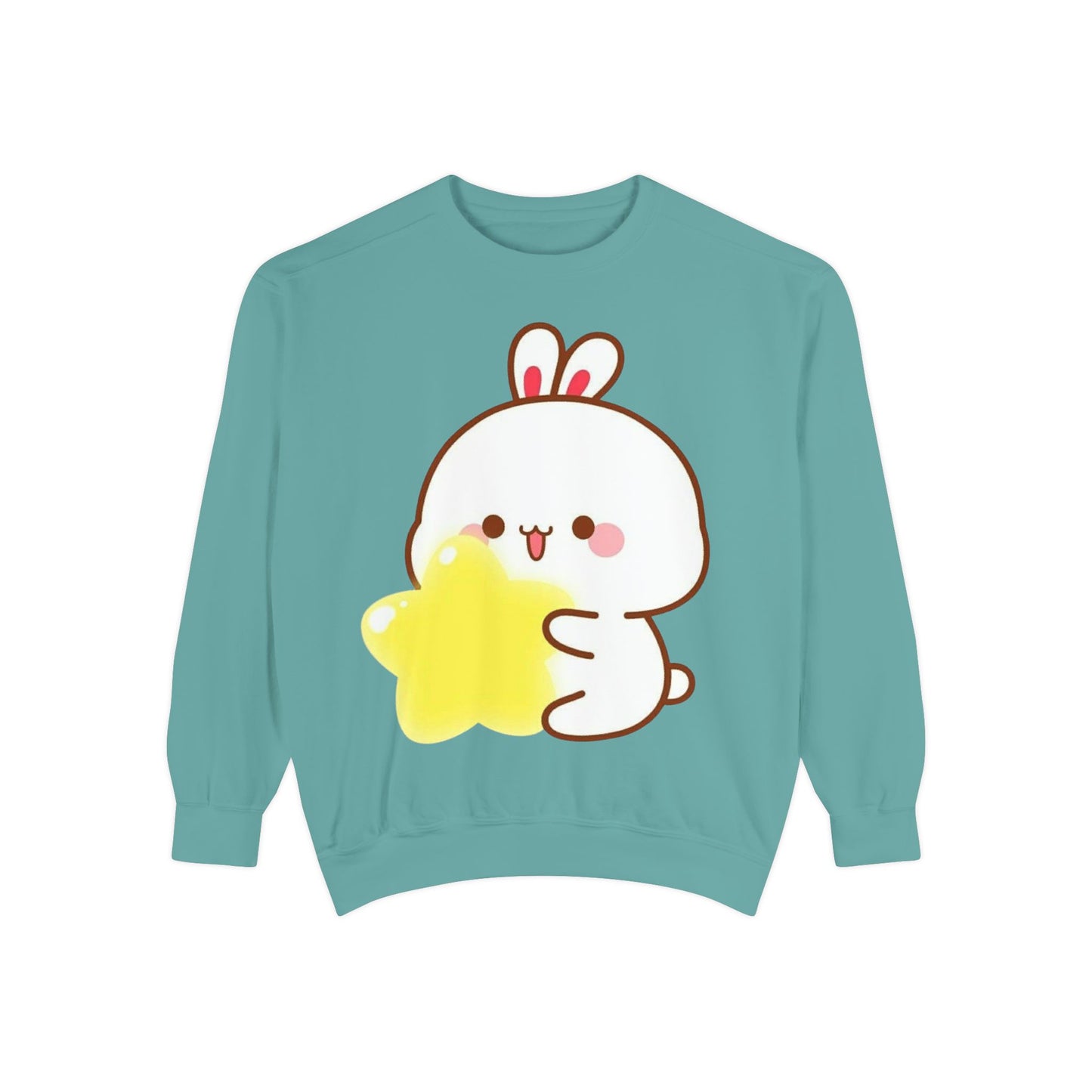 Kawaii Bunny and Star Sweatshirt – Cozy Cute Cartoon Crewneck for Dreamy Days